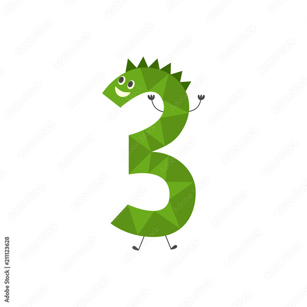 Number three funny cartoon character isolated on white background - cute  vector illustration of mathematics element for teaching children or  birthday invitation. Comic number 3. Stock Vector | Adobe Stock