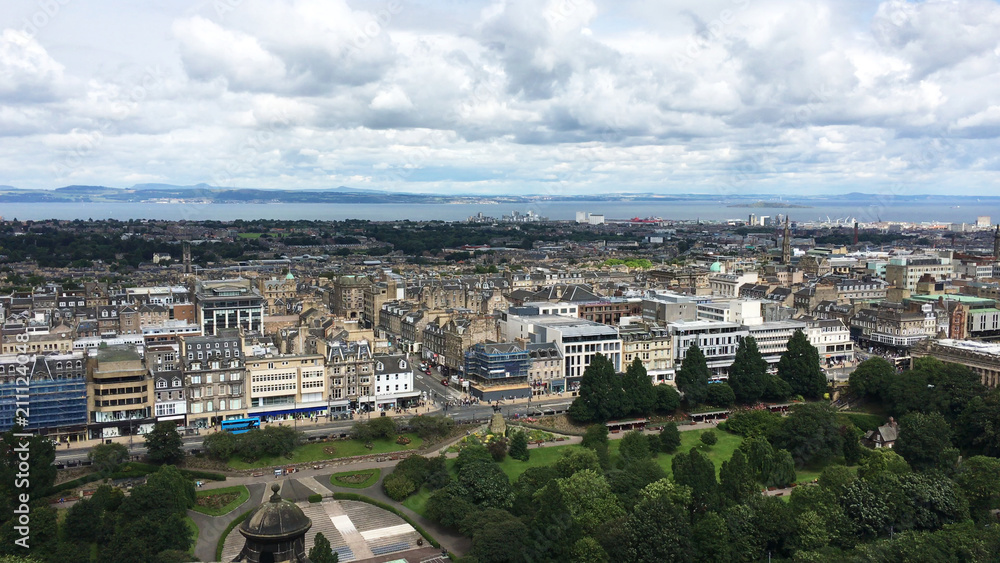 Aerial view of the city of Edinburgh, Scotland