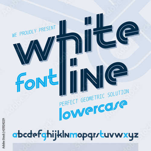 Vector regular lower case English alphabet letters collection with white stripes, for use in logo design for news and broadcasting company.