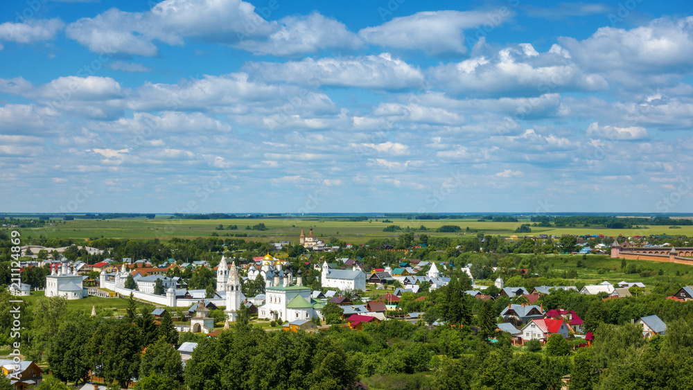View of the Pokrovsky Monastery from the bell tower in Suzdal