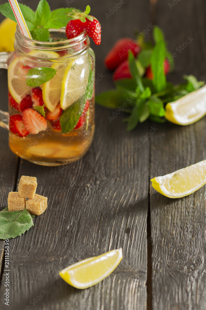 cocktail with fresh fruits, berries and mint cocktail with fresh fruits, berries and mint