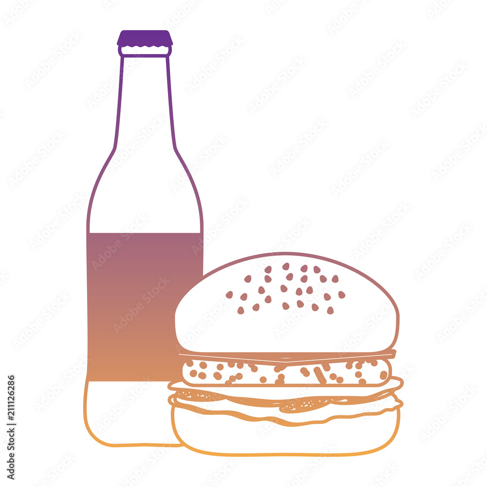 beer bottle and hamburger icon over white background, vector illustration beer bottle and hamburger icon over white background, vector illustration