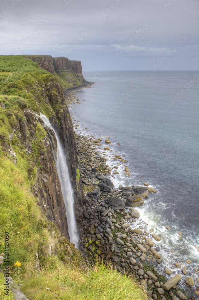 Waterfall into sea, Isle of Skye, Scotland