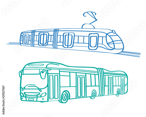 City transport bus and tram