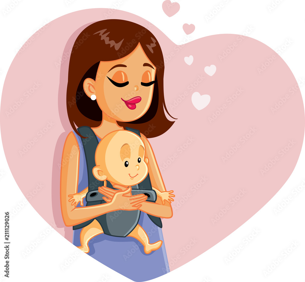 Happy Mother Holding Baby Vector Illustration
