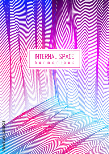 Vector illusive surreal art background for design like a hallucination drug trip surrealism, linear 3d trend. Fantastic psychedelic trendy modern op art, optical dimensional illusion.