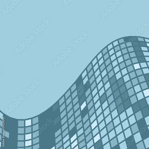 Background with abstract glass building in modern style in an unusual perspective