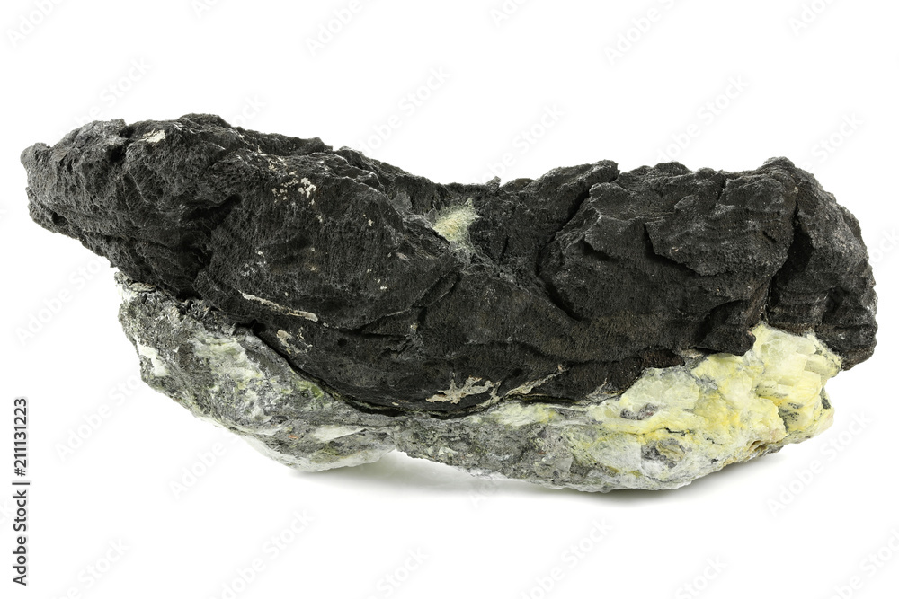 native arsenic on barite from Oberschlema/ Ore Mountains, Germany isolated on white background native arsenic on barite from Oberschlema/ Ore Mountains, Germany isolated on white background