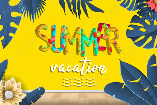 Summer vacation background vector. Summer holidays and beach holidays.
