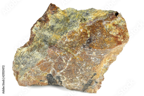 bismutite from Schneeberg  Ore Mountains  Germany isolated on white background