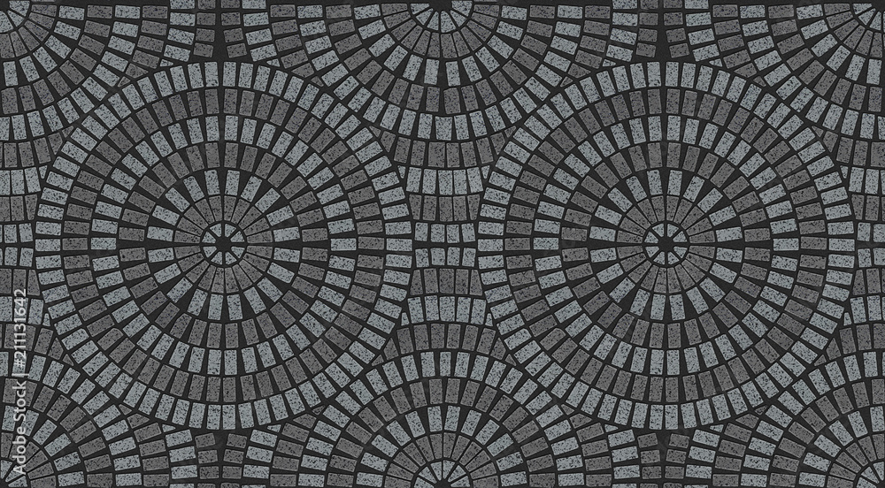 Ornamental pattern in patio paving texture