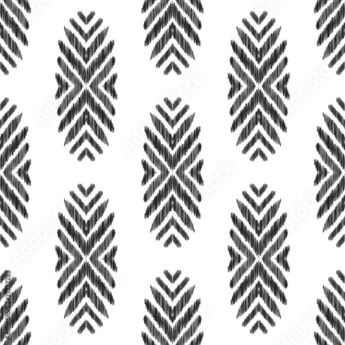 Tribal seamless pattern. Black and white vector illustration. Ethnic print with oval elements. can be used for textile, background, wallpaper or wrapping paper.