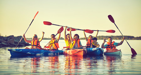 Wild nature and water fun on summer vacation. Camping and fishing.