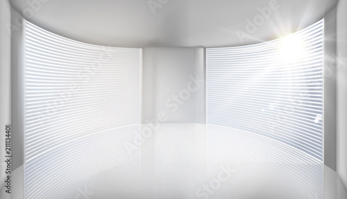 Empty interior with large window. Vector illustration.