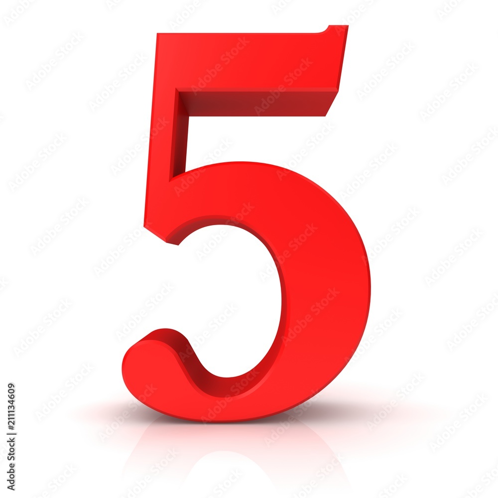 5 number five fifth red 3d sign isolated 5 number five fifth red 3d sign isolated