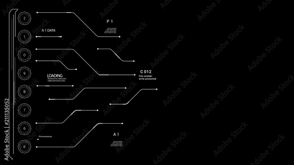 PNG Alpha.left side HUD sci fi electric impulse scheme circuit board