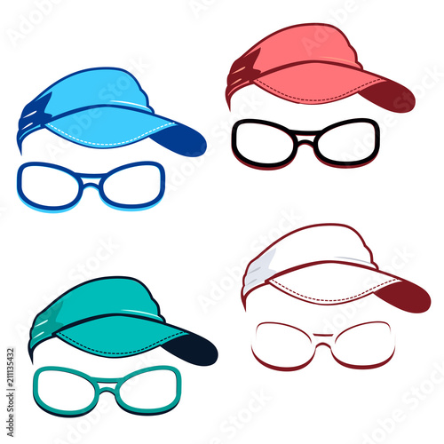 set of caps and glasses