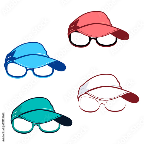 set of caps and glasses