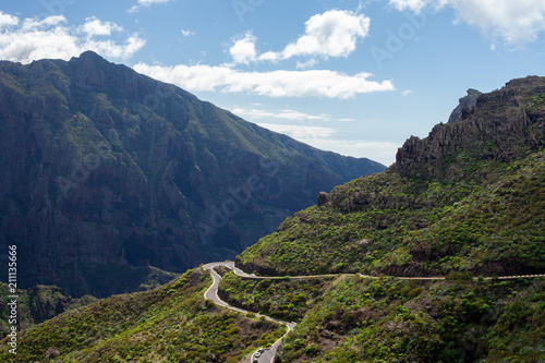 The winding road in Tenerife, Spain