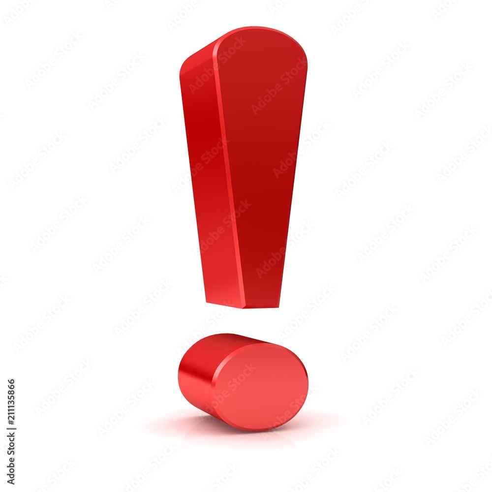 exclamation mark point 3d red isolated exclamation mark point 3d red isolated