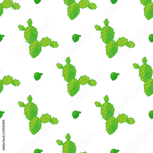 Seamless pattern of a variety of abstract cacti on a light background. Vector