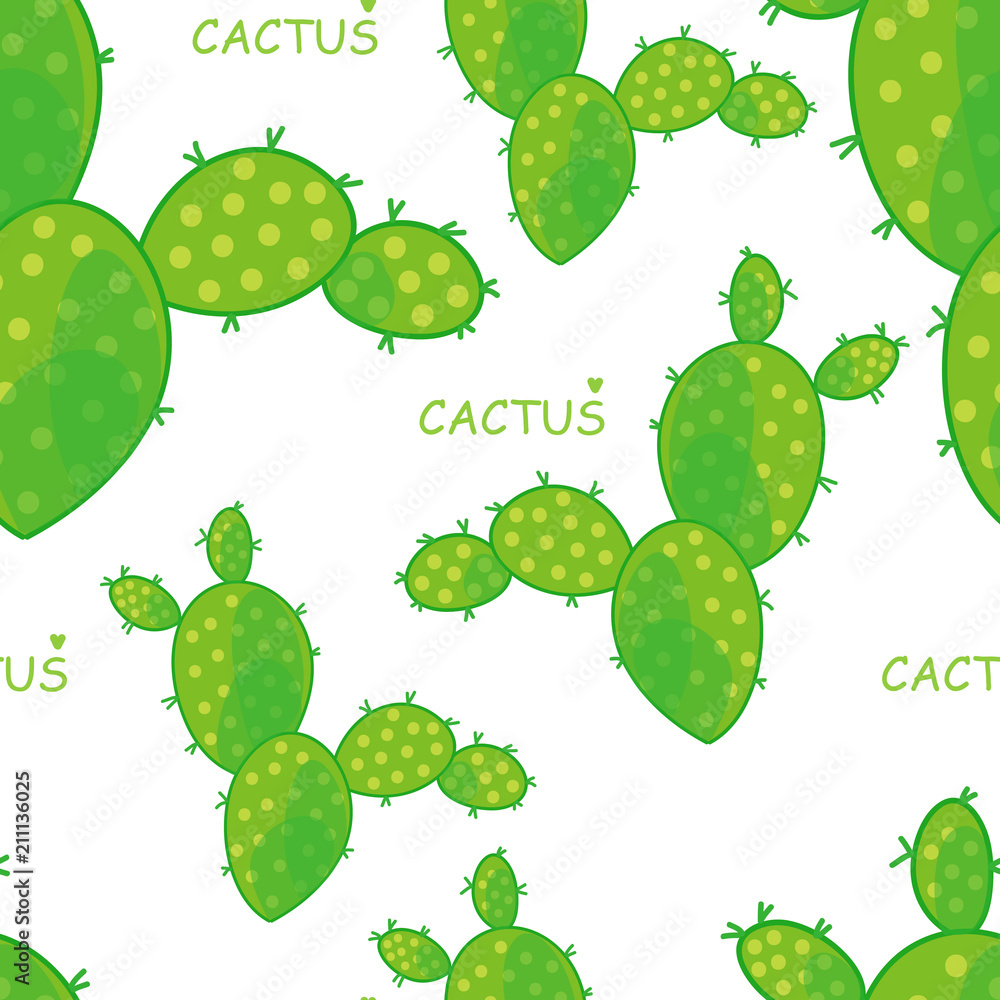 Seamless cactus pattern on light background. Vector. Seamless cactus pattern on light background. Vector.
