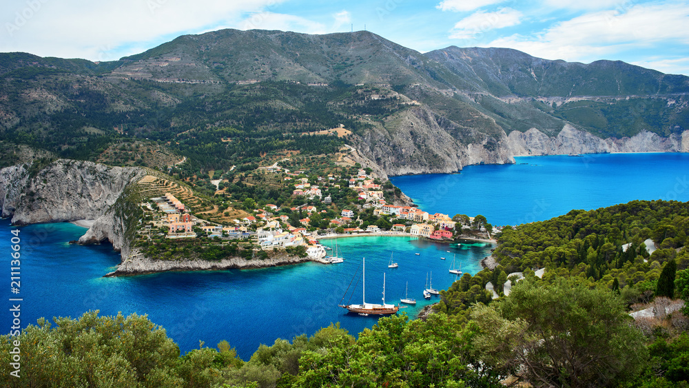 The harbor of Assos in Kefalonia, Ionian Islands, Greece
