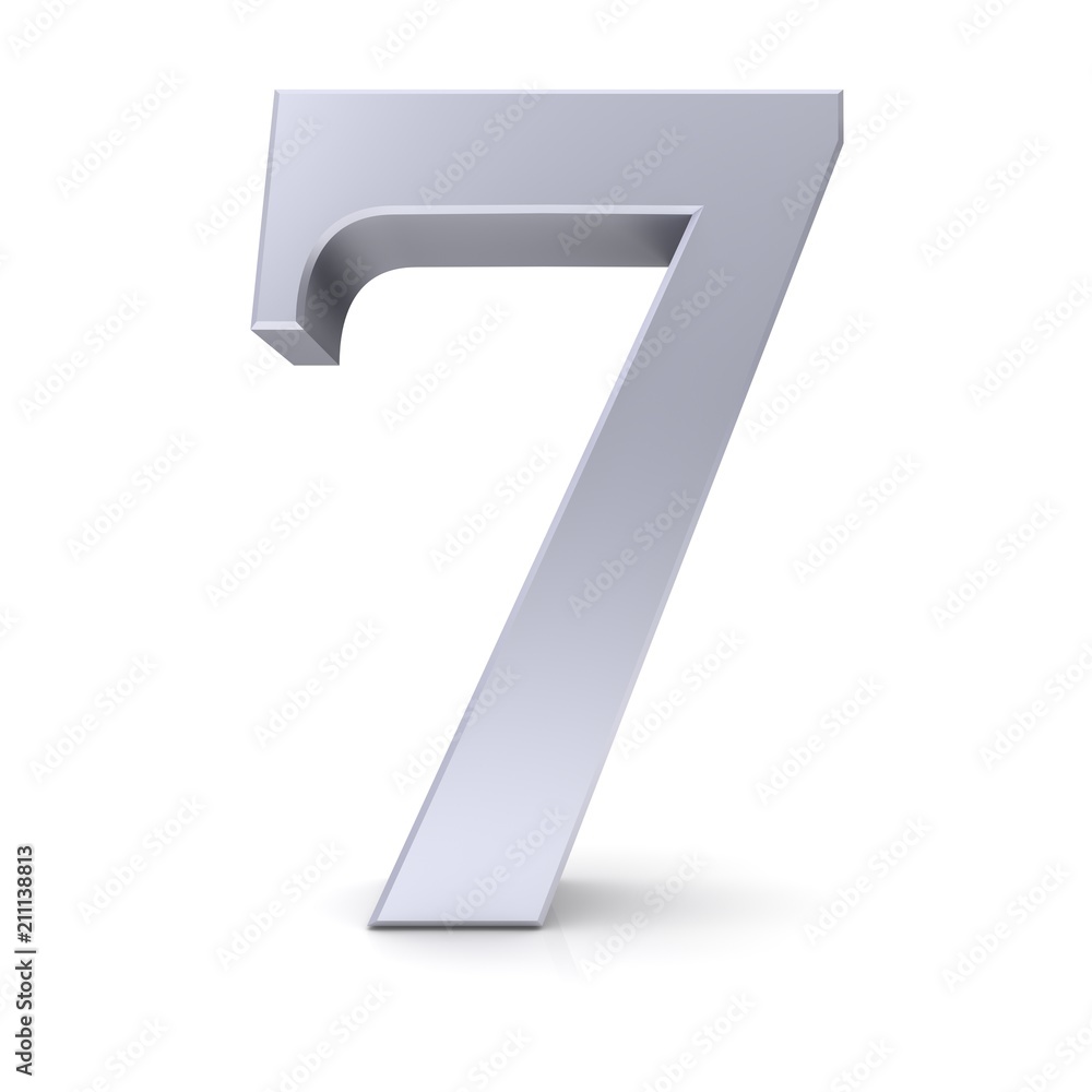 7 seven seventh number 3d silver isolated 7 seven seventh number 3d silver isolated