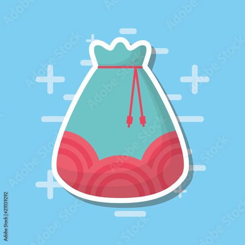 lucky bag icon over blue background, colorful design. vector illustration