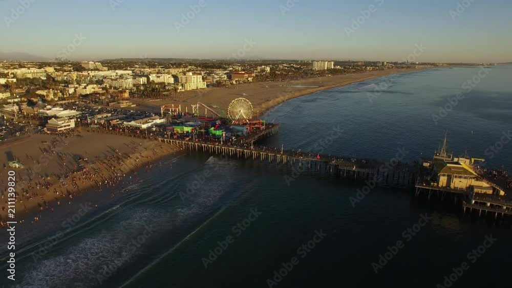 aerial shot of Santa Monica beach - Los Angeles, California aerial shot of Santa Monica beach - Los Angeles, California