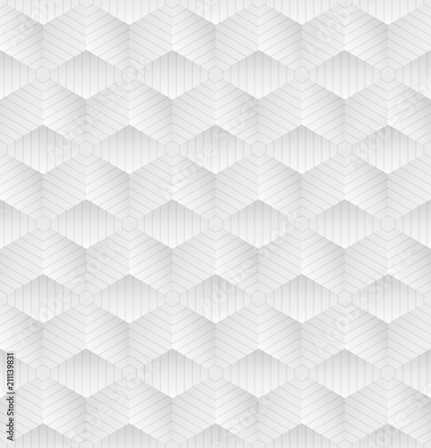White geometric pattern. Vector volumetric modern texture.