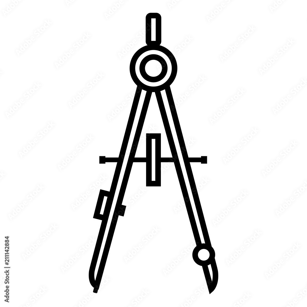 Vector Black Outline Icon - Architecture Compass Vector Black Outline Icon - Architecture Compass