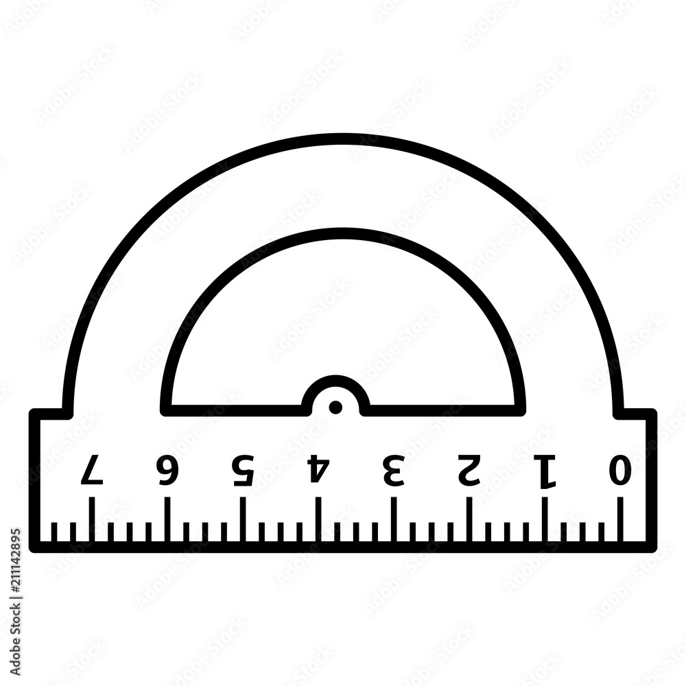 Vector Black Outline Icon - Drafting Protractor Vector Black Outline Icon - Drafting Protractor