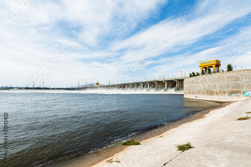 Hydroelectric power station. Water dumping. Volgograd, Volga river, Russia © Moyseeva Irina