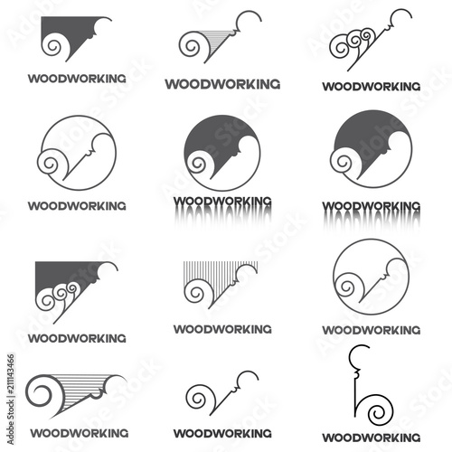 
an illustration consisting of an image of a chisel plowing a tree and the inscription "woodworking"
