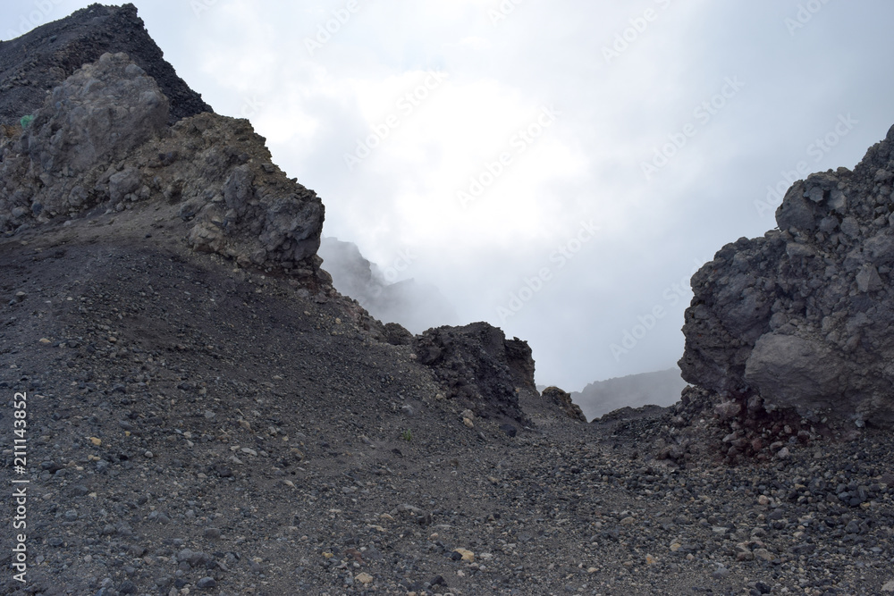 Foggy landscapes of Mount Meru, Tanzania