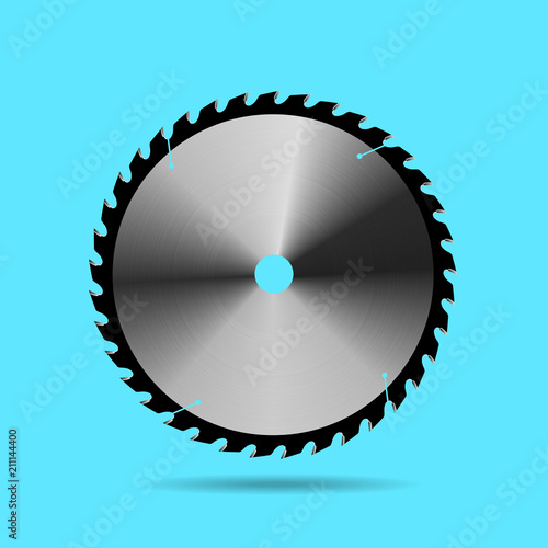 Circular saw blade on blue background