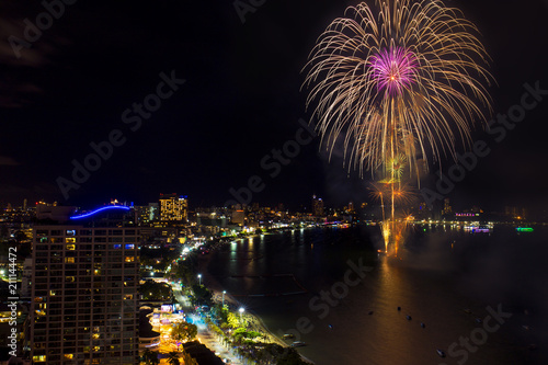 Pattaya International fire work in 2015, Fire work of thailand show.