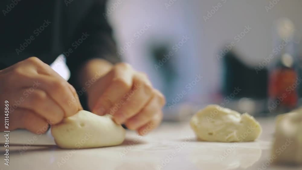 Close up of Woman's Hands Kneading Dough for Pizza Close up of Woman's Hands Kneading Dough for Pizza
