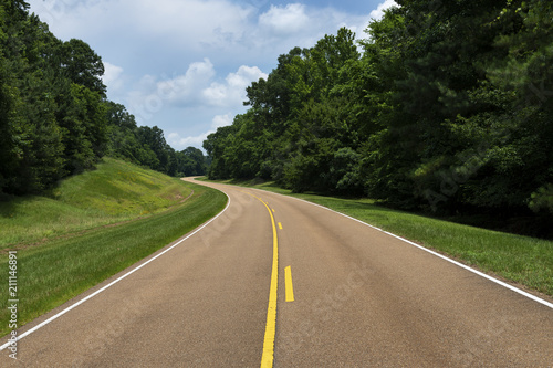 Canvas Print View of the Natchez Trace Parkway in Mississippi; Concept for travel in America