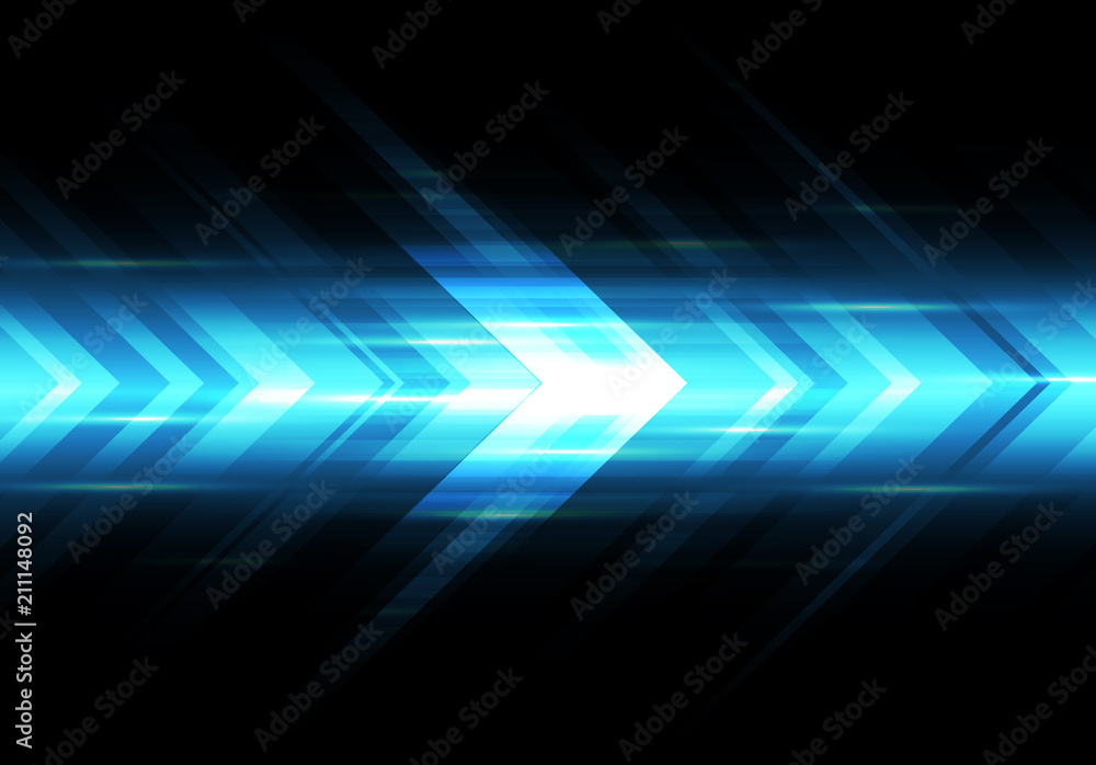 Póster Abstract blue light arrow speed power technology futuristic ...