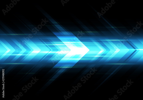 Abstract blue light arrow speed power technology futuristic background vector illustration.