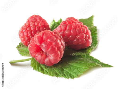 fresh ripe raspberry isolated on white background