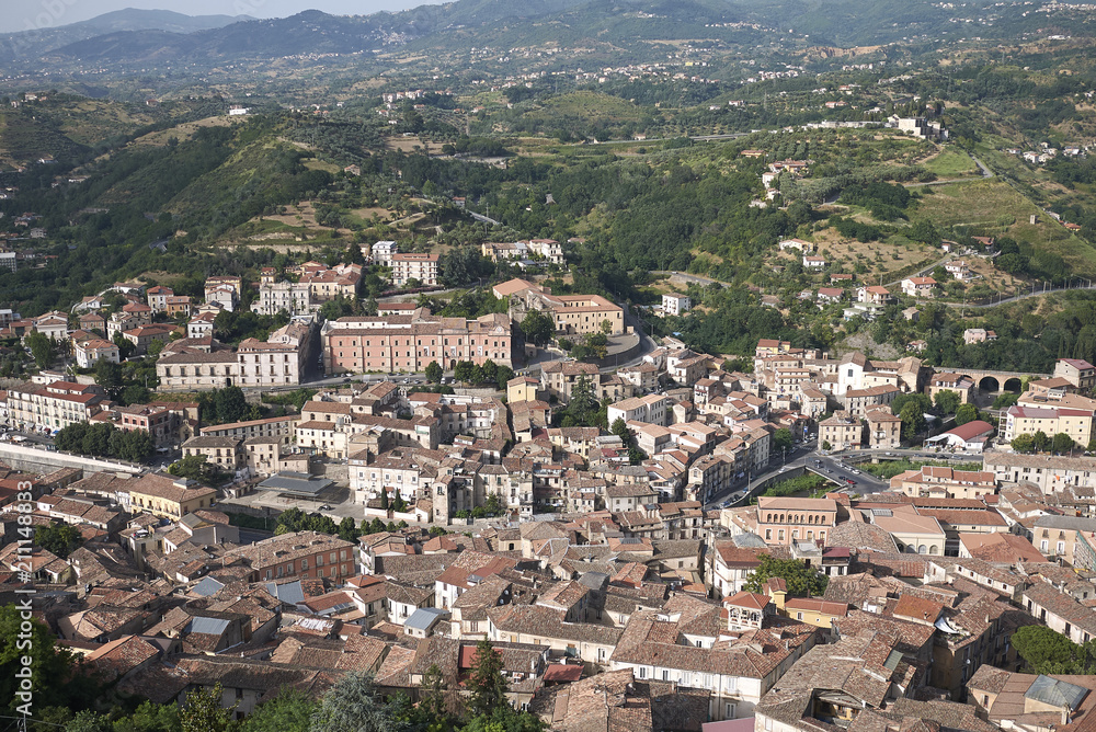 Cosenza, Italy - June 12, 2018 : View of Cosenza from Normanno-Svevo castle