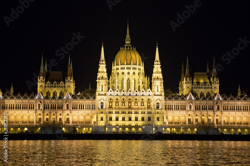 Parliament Building and river Danube at Night