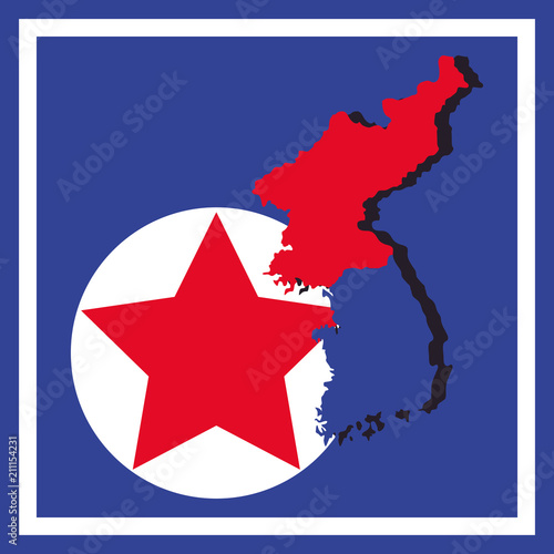 south korea flag and map over blue background, colorful design. vector illustration