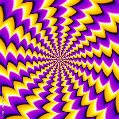 Abstract yellow background. Spin illusion.