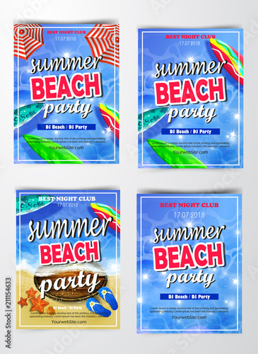 Poster for summer and beach party background