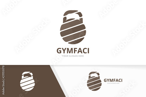 Vector sport logo combination. Gym symbol or icon. Unique fitness logotype design template.