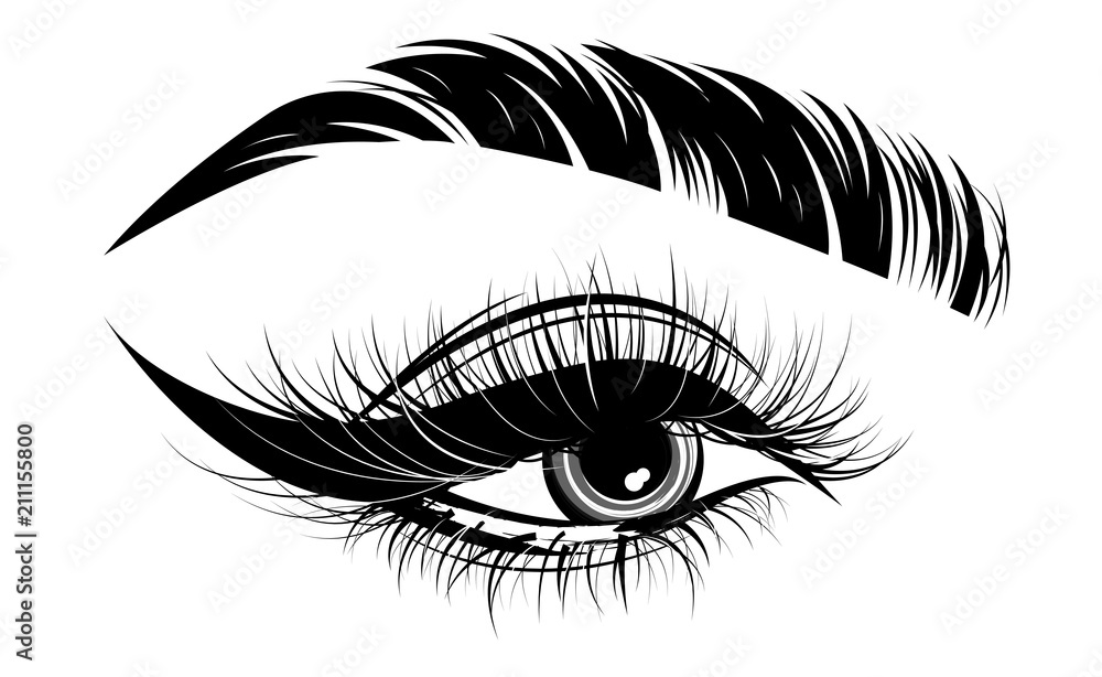 Fototapeta premium illustration of eye makeup and brow on white background